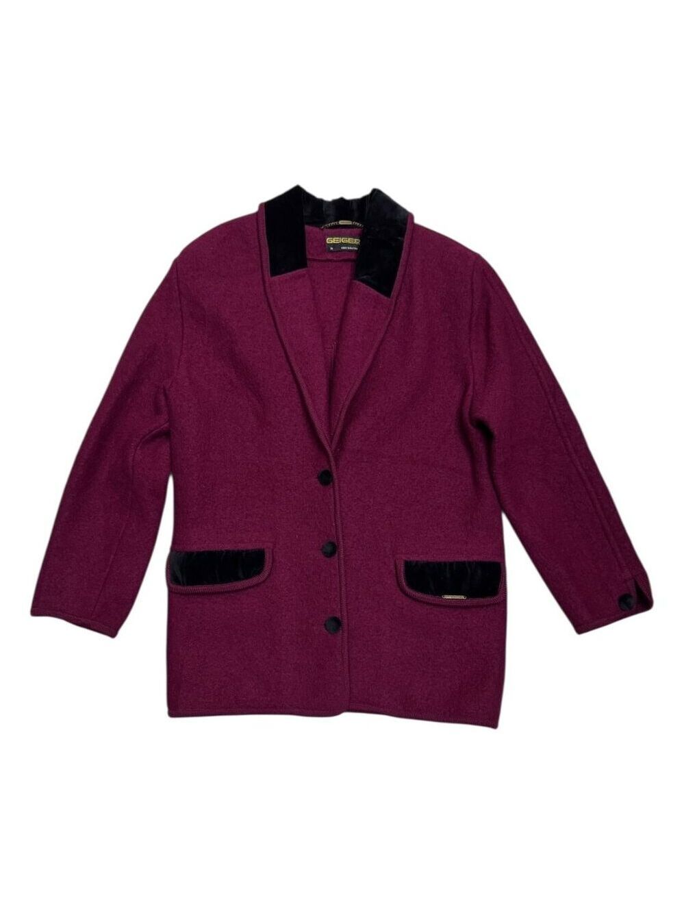 GEIGER Wool Luxury Designer Business Casual Red Winter Coat Womens Medium